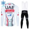 Fietskleding (Fietsshirt Lange Mouw + Lange Koersbroek) 2024 UAE TEAM EMIRATES Winter Thermal Fleece - Wit